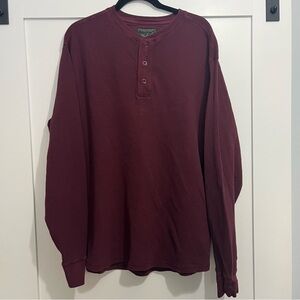 Woolrich Outdoor Thermal Henley Maroon Button Neck Mens Long Sleeve